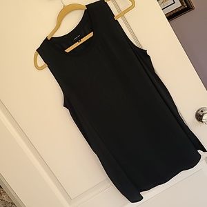 Black satin tank with split bottom side seem